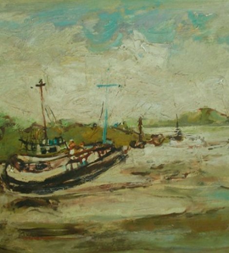 Paisaje con remolcador